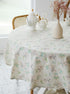 YiHomer Pastoral Round Tablecloth - 60 Inch Dia. - Beige Linen Washable Table Cover for Indoor and Outdoor Dining