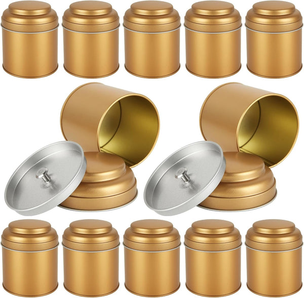 Acrux7 12 Pack Small Tea Tin Canisters with Airtight Lids, 8oz Loose