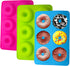 LIHUILAI 3 Pack Silicone Donut Mold, Food Grade Non-Stick Baking Pan for 6 Full Size Donuts, Blue, Green, Pink