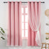 Pink Blackout Curtains for Girls Bedroom Cute- Aesthetic Star Cutout Double Layer