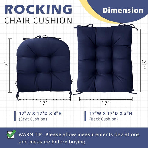 Set 1 of Indoor Outdoor Burgundy Chair Cushion Waterproof High Back Rocking Chair Cushions Soft Patio Chair Pad