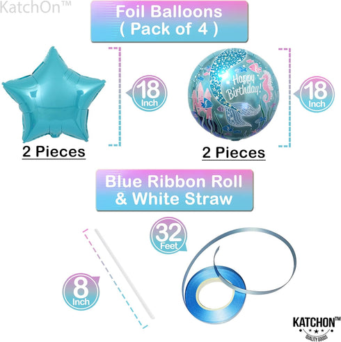 Giant Mermaid 9th Birthday Decorations for Girls, Pack of 8 Mermaid Party Decorations with Balloons & Favors