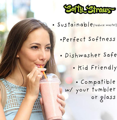 Silicone Straws, Slender Size, BPA Free Non-Rubber, Reusable Drinking Straws for 20 oz Yeti Tumbler, Safe for Kids