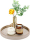 GORESE 12" Round Decorative Tray for Coffee Table, PU Leather Compact Serving