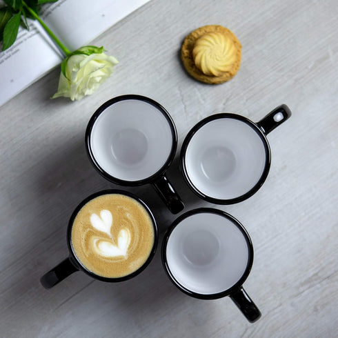 City to Cottage Ceramic Cappuccino Mug, 10oz Coffee Mug for Latte, Hot Chocolate, Tea, Daily Morning Drink, Black and