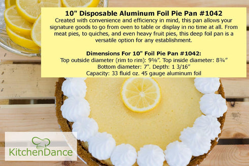 KitchenDance 10" Disposable Aluminum Foil Pie Pans Pack of 12 Strong & Sturdy Tins for Bakers and Cooking