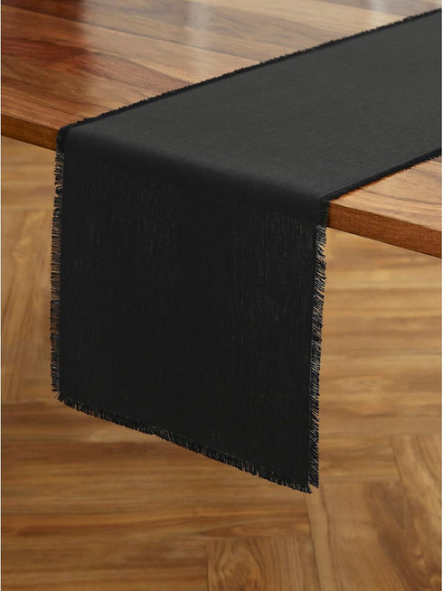 36 Inches 100% 14 36 Inch Summer, Solino Home Linen Black Table Runner - Fringe, Pure Linen Small Table Runner x Ideal