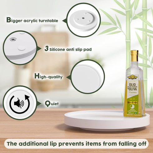 Turntable Vanity Tray 9 Inch for Perfume Candle, Bamboo Kitchen Sink Countertop Organizer for Glass, Sponge, Soap
