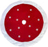 White Snowflakes Christmas Tree Skirt - Large 48" Diameter, Red Felt Center, Faux Fur Trim, Bright Red Decoration