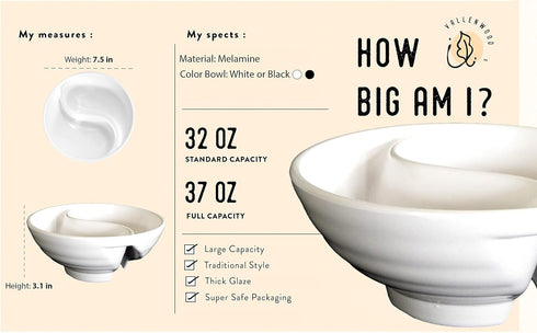 Never Soggy Cereal Bowl, White x2, Divided, Unbreakable Melamine, Ideal for Snack and Salsa