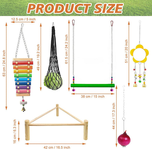 9 Pack 2 1 1 1 2 2 Chicken Toys for Coop Accessories, Chicken Enrichment Toys with Swing, Wood Stand, Xylophone