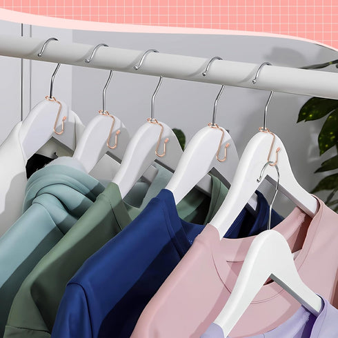 50 Pieces Hanger Connector Hooks, Metal Hanger Extender Hooks for Different Clothes Hangers, Rose Gold