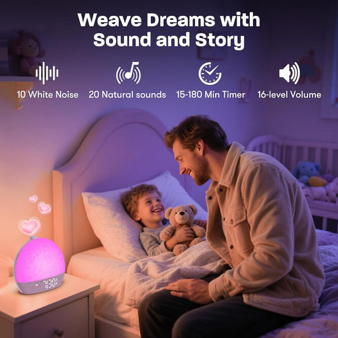ARUQO 30 Dimmable Snooze, Wake Up Light Sunrise Alarm Clock, White Noise Sound Machine with Soothing Sounds, Night