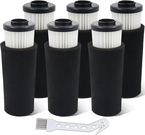 F112 Filter Replacement 6 Pack Compatible with Dirt Devil Upright Vacuum Cleaner, Pre Motor Endura Odor Trapping Filter