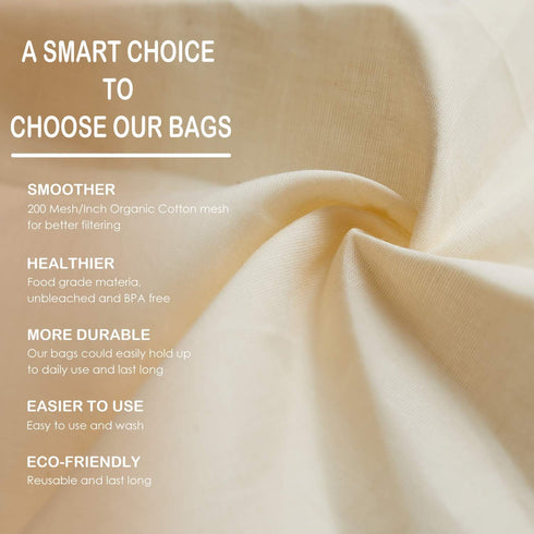 Fancymay 3 12"x12" 100% PCS Nut Milk Bags - Unbleached Cotton Cheesecloth, Reusable Food Strainer Colander