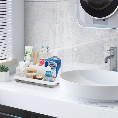 Toothbrush Holders for Bathroom Countertop Organizer, 7 Slots Detachable Kids Electric Toothbrush and Toothpaste