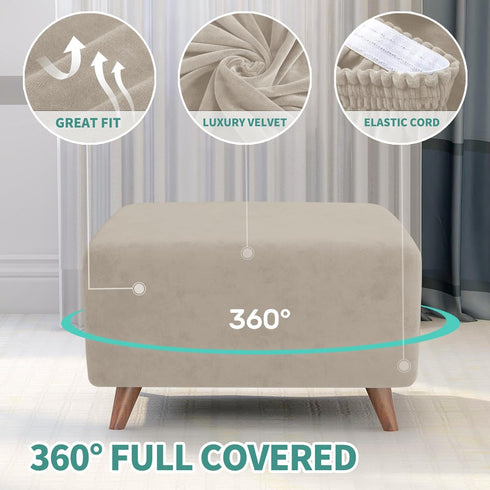 MAXIJIN Velvet Ottoman Slipcover Small Stretch Square Rectangle Footstool Slipcover Folding Storage Ottoman Covers