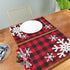 Christmas Red Plaid Snowflake Placemats, Set of 6, Heat-Resistant, Washable Table Mats for Kitchen Dining Decoration