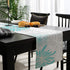 Aqua Chrysanthemum Flowers Table Runner, Cotton Linen 13x90inches, Floral Grey Tablerunner for Kitchen, Dining, Living