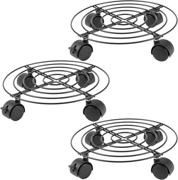 KEILEOHO 3 Pack 10.6 Inches Metal Plant Caddy with Wheels, Heavy Duty