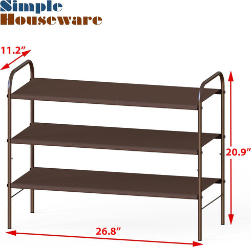 3-Tier 916 Closet, Simple Houseware Shoe Rack Storage Organizer, Bronze Space-Saving Shoe Shelf, Holds Pairs, Sturdy