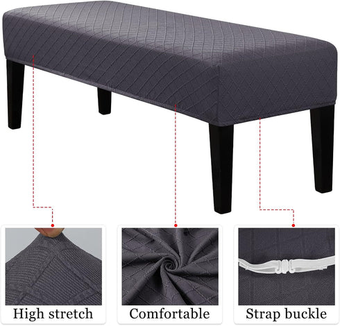 Lebaley Waterproof Stretch Bench Cover Quilted Pattern, Elastic Rectangular Bench Seat Cover, Washable Bench Slipcover