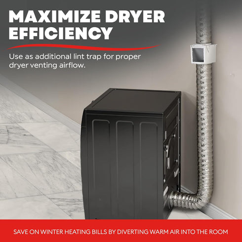 Deflecto Extra Heat Dryer Saver, Compatible with 4 Inch Transition Ducts, White