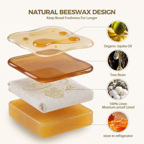 CMACAIV 3D 2-Pack Bags,17"13"Reusable Beeswax Bread Bread Bags for Homemade Bread Sourdough,Linen Outer Lining and Pure