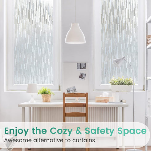 rabbitgoo Frosted Glass Privacy Window Film | No Glue Static Cling | Sun Blocking Vinyl Clings 17.5" x 78.7"