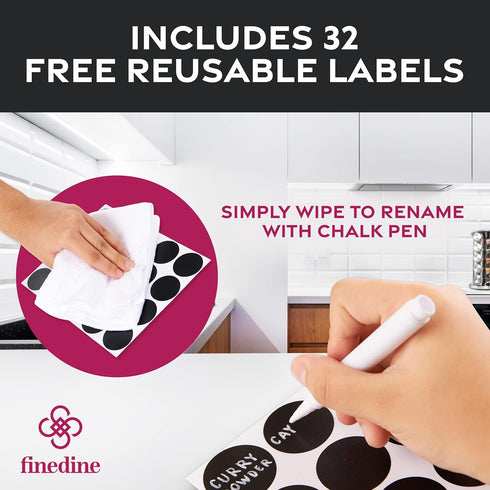 16 Pack FineDine: Stainless steel round spice rack