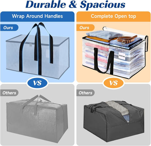 BlissTotes Moving Bags, Heavy Duty Extra Large Storage Bags with Zipper for Moving Supplies and Packing
