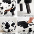 Small Footstool with Handle, Faux Fur Ottoman Foot Rest with Padded Seat, Curved Foot Stool with Wooden Legs, Portable