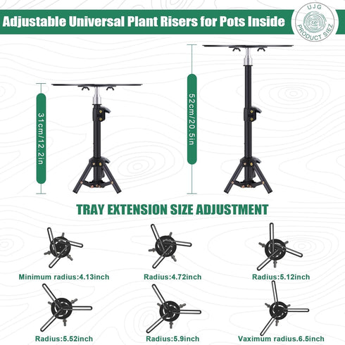 2PCS 14-22" 7.8-12.6"Top Adjustable Universal Plant Risers for Pots Inside, Pot Fillers for Planters, Planter Inserts