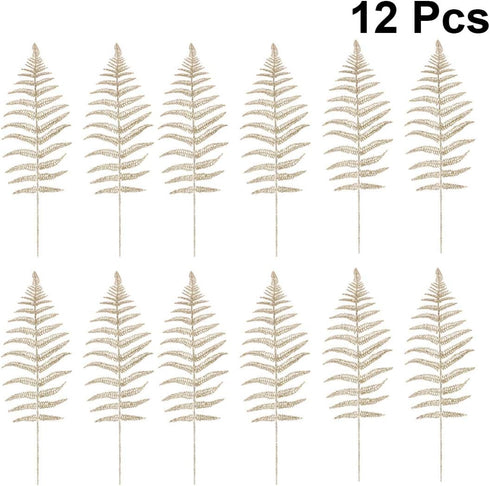 NUOBESTY 12pcs Christmas Artificial Flashing Leaves, Xmas Tree Hanging Ornament for DIY Wreath Crafts & Decorations