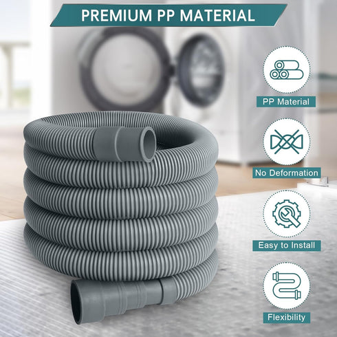 Universal Dishwasher Hose Extension Kit with 1 U-Bend Holder, 1 Extension Adapter, 4 Hose Clamps, Gray, 10Ft