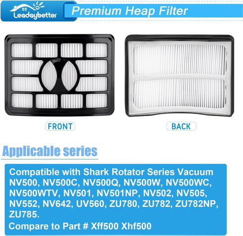 Leadaybetter Filter Replacement for Shark Rotator Pro Lift-Away NV500, NV501, NV502, NV505, NV552, UV560, ZU780, ZU782,