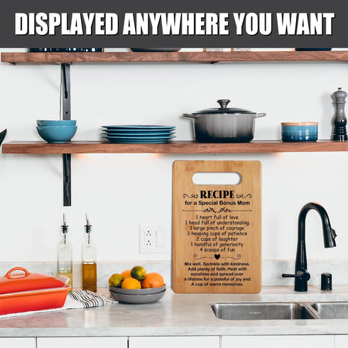 Popular Birthday Gifts for Bonus Mom: Cutting Board Gift from Daughter Son, Cute Bonus Mom Gifts
