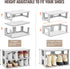 TRZZ 5-Tier Narrow Shoe Rack, Height-Adjustable Shoe Organizer for Closet, Entryway, Small Space, Grey Plastic