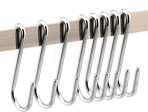 20 Pack Heavy Duty S Hooks Stainless Steel S Shaped Hooks for Kitchenware, Utensils, Clothes, Tools (Silver)