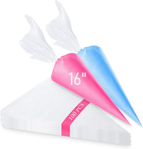 Tamodan Piping Bags 100PCS, 16 Inches Tipless Disposable Pastry Bags for Cake Decoration