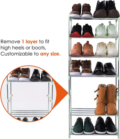 4-Tier Small Shoe Rack, Stackable Lightweight Shoe Shelf Storage Organizer for Entryway, Hallway, Closet (Green)