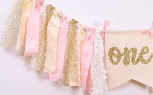1st Highchair Banner Birthday - Pink Happy Birthday Banner Party Decorations for First Birthday,Best Princess Photo