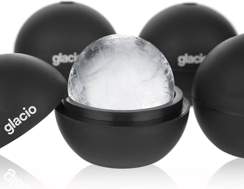 Glacio Round Ice Cube Molds – Large Whiskey Ice Ball Maker, BPA-Free Silicone Sphere Mold for Cocktails