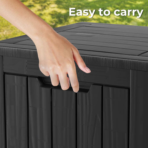 35 TARKARI Gallon Lockable Resin Deck Box, Waterproof & UV-Resistant Outdoor Storage Box for Outdoor Cushion Storage