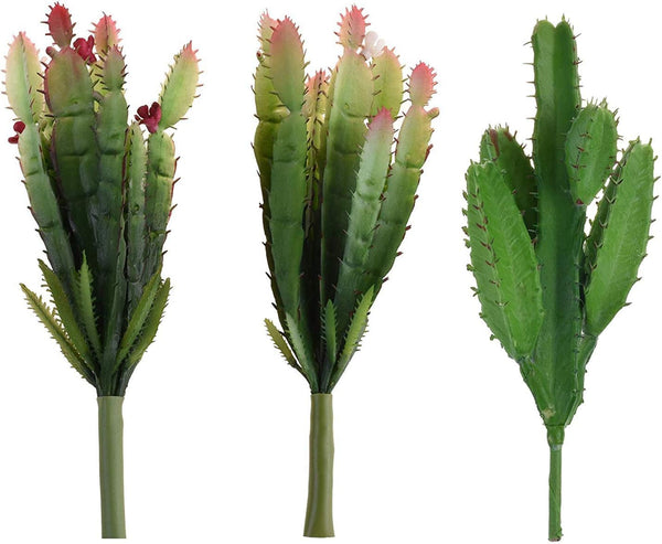 Set of 3 Artificial Succulent Plants, Faux Cactus DIY Material for Home Decor