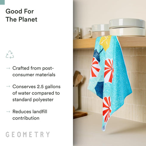 Summer 18" 30" 1-Pack GEOMETRY Spring Kitchen Towels - Double Sided, Quick Dry Microfiber Cloth - Spring & Dish Towels