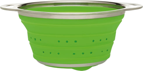 HIC Kitchen Collapsible Colander, Silicone and 18/8 Stainless Steel, 1.5-Quart