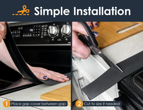 Linda’s Essentials Silicone Stove Gap Covers, 2 Pack Heat Resistant Oven Gap Filler, Easy to Clean (30 Inches, Black)