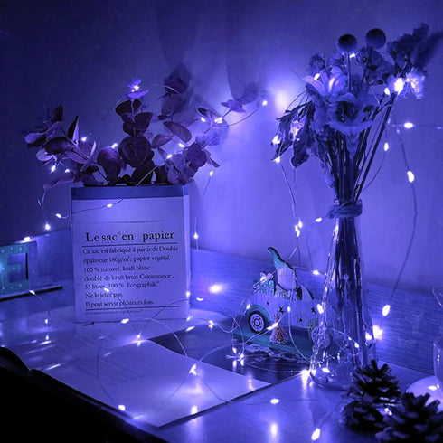 24 Pack 7Ft 20 3 4th Blue Fairy Lights LED Twinkle String Lights Modes Battery Operated Waterproof Firefly Starry