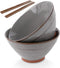 KooK Ramen Bowl Set of 2, Authentic Japanese Ramen Bowl with Chopsticks, Microwavable, Dishwasher Safe, 36 oz, Carbon